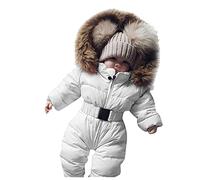 Generisch Tuta da Neve Giacche Cappotto-Bambino-Vestaglia-Bambino con Cappuccio Caldo Cappotto&Giacca Such Mal, bianco, 0-3 Monate