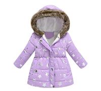 Generisch Tuta da neve invernale con stampa dei cartoni animati cappotto con giacca ispessimento antivento zip caldo outwear cappotto invernale (viola chiaro, 4-5 anni)