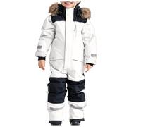 Generisch Tuta da neve per bambini maschi, tuta da sci termica, salopette da sci invernale calda, tuta da neve antivento, tuta invernale con tuta da fango rimovibile, tuta softshell outdoor, bianco