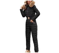 Generisch Tuta da sci da donna Tuta da neve intera invernale calda neve sci overall da sci overall lungo con cappuccio pantaloni da sci outdoor snowboard jumpsuit impermeabile impermeabile tuta da sci