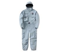 Generisch Tuta da sci monopezzo oversize per uomo e donna, per la stagione della neve, tuta da sci impermeabile e isolata, grigio., S