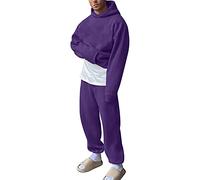 Generisch Tuta da uomo alla moda, elegante combinazione in due pezzi con pratica cinghia tascabile, tessuto traspirante per una moda elegante e casual, Lilla, M