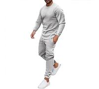 Generisch Tuta da uomo casual, 2 pezzi, tuta da jogging, girocollo, maglione invernale, felpe e pantaloni da jogging, per il tempo libero, streetwear, grigio., M