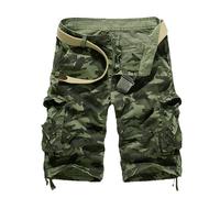 Generisch Tuta da uomo con bottoni, cotone, tasche multiple, pantaloncini, pantaloni alla moda, verde, 40