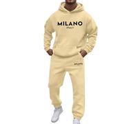 Generisch Tuta da uomo con cappuccio e pantaloni da jogging, casual, set da due pezzi con stampa di lettere, maniche lunghe, pratica tasca, abbigliamento alla moda per tutti i giorni e l'inverno