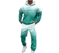 Generisch Tuta da uomo con cappuccio per tutti i giorni, taglio comodo, versatile, elegante, indossabile tutto l'anno, outfit perfetto per ogni occasione, Verde menta, M