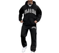 Generisch Tuta da uomo, design alla moda per l'inverno, stampa a lettere, vestibilità comoda, materiali di alta qualità, abbigliamento alla moda, Nero , 3XL
