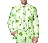 Generisch Tuta da uomo festiva in design Saint Patrick's Day con esclusivo motivo a quadrufogli, bianco, L