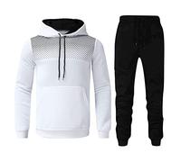 Generisch Tuta da uomo in pile con cappuccio con stampa polka, design con chiusura lampo, per attività all'aria aperta, comfort per il tempo libero, Suit G6-bianco, XXL