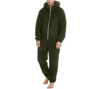 Generisch Tuta da uomo, morbida, divertente, lunga, in velluto, double face, con chiusura lampo e tasche, O verde dell'esercito, XXXXXL