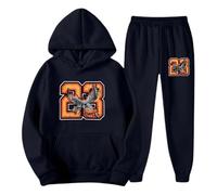 Generisch Tuta da viaggio da uomo, con cappuccio, set da jogging, invernale, autunno, casual, con cappuccio, con pantaloni, stampa digitale, loungewear da uomo, Blu marino, S
