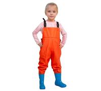Generisch Tuta in pile da donna e ragazza, per la pesca, per bambini, impermeabile, caccia, pesca, con stivali, tuta per bambini 140, Colore: arancione., 7-8 Jahre