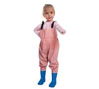 Generisch Tuta in pile da donna e ragazza, per la pesca, per bambini, impermeabile, caccia, pesca, con stivali, tuta per bambini 140, Colore: rosa., 8-9 Anni