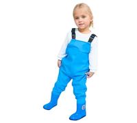 Generisch Tuta in pile da donna e ragazza, per la pesca, per bambini, impermeabile, caccia, pesca, con stivali, tuta per bambini 140, Blu, 8-9 Jahre