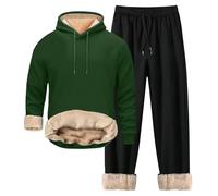 Generisch Tuta invernale in pile da uomo, calda, in 2 pezzi, da jogging da uomo con coulisse, tinta unita, in cotone, Y2K, con tasche, comoda per il tempo libero, #86, L
