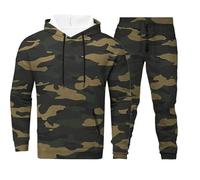 Generisch Tuta mimetica militare da uomo, con cappuccio e pantaloni, divisa da militare, mimetica, costume da soldato, 2 pezzi, con cappuccio e pantaloni da jogging, tuta sportiva