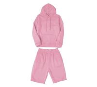 Generisch Tuta sportiva da uomo, bianca, comoda, per il tempo libero, in due pezzi, con cappuccio e pantaloni in tessuto, tinta unita, traspirante, comoda, vestibilità comoda