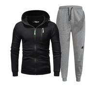 Generisch Tuta sportiva da uomo in due pezzi, calda Y2K, in cotone, con coulisse e chiusura lampo, comoda per una vestibilità traspirante, per il tempo libero, da jogging, da uomo, Nero , M