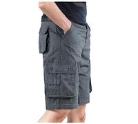 Generisch Tute da uomo tinta unita con pratica borsa per il tempo libero estivo stile urbano, grigio scuro, 6XL