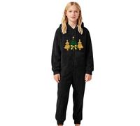 Generisch Tutina con cappuccio in pile per bambine, abbigliamento invernale caldo, morbido, tutto il giorno, per bambini, Nero , 1-2 Jahre
