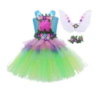 Generisch Tutù da principessa per bambine, per cosplay, con ali | - Vestito da principessa con accessori per capelli per cosplay, Halloween, Capodanno, carnevale, compleanno