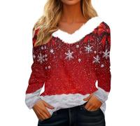Generisch Ugly Christmas Sweater - Maglione natalizio con stampa a forma di pupazzo di neve, con scollo a V, per le vacanze, Rosso 16., XL