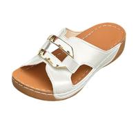 Generisch Ultimate slip design punta per abbigliamento casual da spiaggia - sandali da infilarsi dentro zeppa per giornate rilassanti attività all'aria aperta, bianco, 37 EU