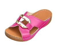 Generisch Ultimate slip design punta per abbigliamento casual da spiaggia - sandali da infilarsi dentro zeppa per giornate rilassanti attività all'aria aperta, Colore: rosso, 42 EU