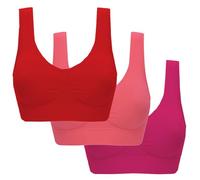 Generisch Ultra Sottile Colore Top Reggiseno Plus Reggiseno Full Sports Cup Donne, rosa caldo, rosso, rosso anguria, XL