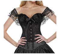 Generisch Un broccato di vita medievale con maniche ad ali per cosplay da donna, Nero , M