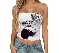 Generisch UN e versatile top senza spalline con stampa floreale per ragazze pigiama da sposa, grigio scuro, L
