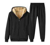 Generisch UN Tuta Uomo Inverno Lana Caldo Foderato Snowboard Outdoor Antivento Addensato Con Cappuccio Cerniera Vestito Paillettes Gilet Rosso, Nero , XXXL