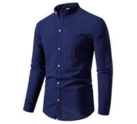 Generisch UNA nuova camicia a maniche lunghe in tela di cotone resistente da uomo nel 2024, Blu marino, XXL