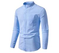 Generisch UNA nuova camicia a maniche lunghe in tela di cotone resistente da uomo nel 2024, Blu, S