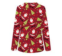 Generisch Uniforme di lavoro lunga scollo a V Maniche Top Camicetta donna Camicetta Farming Simulator 19, Colore: rosso, XL