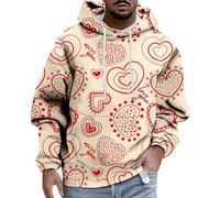 Generisch Uomini e donne con la stessa felpa con cappuccio di San Valentino casual Coppie indossano design con cappuccio pieno di stampa Be-Fan Trend comodo uomo cose, cachi, S