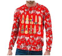 Generisch Uomini San Valentino Divertente Casual Sciolto Girocollo Cappuccio Felpa con cappuccio Commercio Esterno, Felpa a Maglia Grossa, Uomo Rosso, Colore: rosso, XL