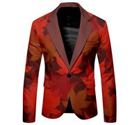 Generisch Uomo alla moda per occasioni festive con paillettes abbellimento slim fit design elegante, Colore: rosso, XL