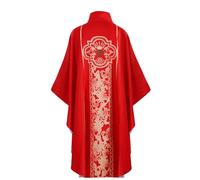 Generisch Uomo Chiesa Celebrante Padre Sacerdote Casel Robe Sacerdote Capo Medievale Cosplay Costume Cattolico Chasuble Misurino Colori A Contrasto Abbigliamento Vintage, Colore: rosso, Taglia unica