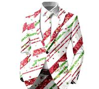 Generisch Uomo con stampa natalizia, vestibilità slim fit per occasioni festive, feste, elegante business fashion, bianco, M