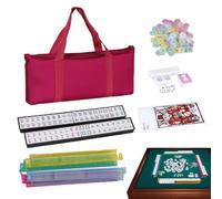 Generisch US Mahjong - Set da gioco Mahjong da 166 pezzi, gioco in mogano portatile completo con righelli cubi per la casa, gli adulti e gli anziani