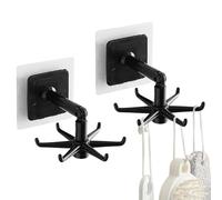Generisch Utensil Holder Wall Hook - Gancio girevole a 360 gradi | Gancio adesivo per rack con 6 ganci da parete per il montaggio a parete per refrigeratore multifunzione