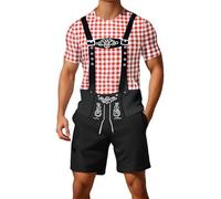 Generisch Valigia tuta da uomo, abbigliamento estivo casual, stampa Oktoberfest, elegante, confortevole, traspirante, leggera, versatile, per tutti i giorni, feste, celebrazioni, girocollo, pantaloni