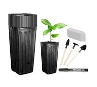 Generisch Vasi da coltivare per piante, forma profonda scavata - 20 cm di altezza vasi da trapianto con drenaggio e fondo quadrato | Per trapiantare germinazione agrumi peperoni