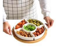 Generisch Vassoio da portata condiviso | Piatto di frutta per feste, piatto antipasto rotondo rimovibile con 5 scomparti, per caramelle, cracker, patatine, formaggio, noci, salumi