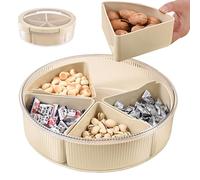 Generisch Vassoio portatile per snack, organizer per snack con 5 scomparti e coperchio, piatto per verdure, per casa, cucina, soggiorno, tavolino da caffè, festa di famiglia, feste all'aperto, picnic