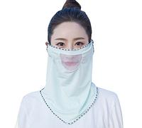 Generisch Velo per danza del ventre, bianco, protezione per il collo, protezione solare, viso, cinema, traspirante, seta di ghiaccio, maschera di protezione solare, corpetto nero da donna con, verde