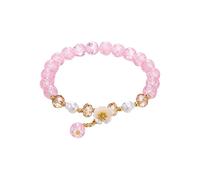 Generisch Verbundener Armbandring 2024 Armband für Damen, chinesisches Jade-Perlenarmband für ihre, Oma, Mutter, Vater, den täglichen Gebrauch Uhren Lederarmband Für Männer (Pink, One Size)