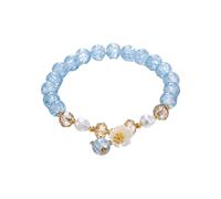 Generisch Verbundener Armbandring 2024 Armband für Damen, chinesisches Jade-Perlenarmband für ihre, Oma, Mutter, Vater, den täglichen Gebrauch Uhren Lederarmband Für Männer (Sky Blue, One Size)