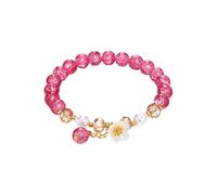 Generisch Verbundener Armbandring 2024 Armband für Damen, chinesisches Jade-Perlenarmband für ihre, Oma, Mutter, Vater, den täglichen Gebrauch Uhren Lederarmband Für Männer (Hot Pink, One Size)